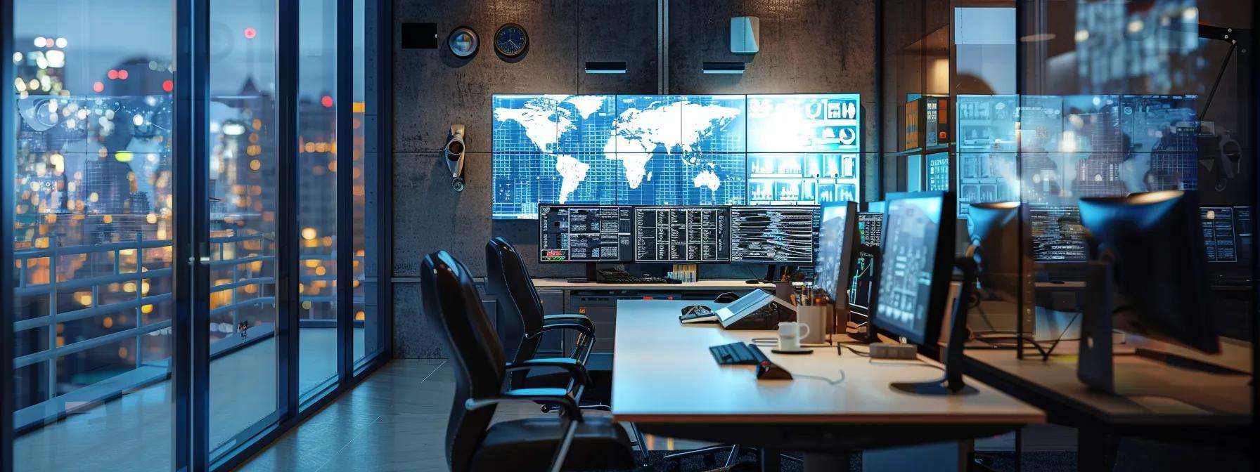 a modern, meticulously organized indoor workspace showcases a clear focus on maintaining health, featuring moisture-mitigation technology alongside visible air quality monitors, all under bright artificial lighting that emphasizes the importance of a safe and healthy home environment.